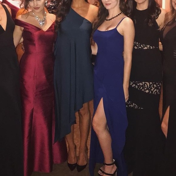 Milly silk teal one shoulder cocktail dress - Picture 6 of 6